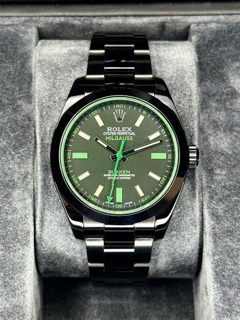 rolex blaken milgauss|rolex milgauss price chart.